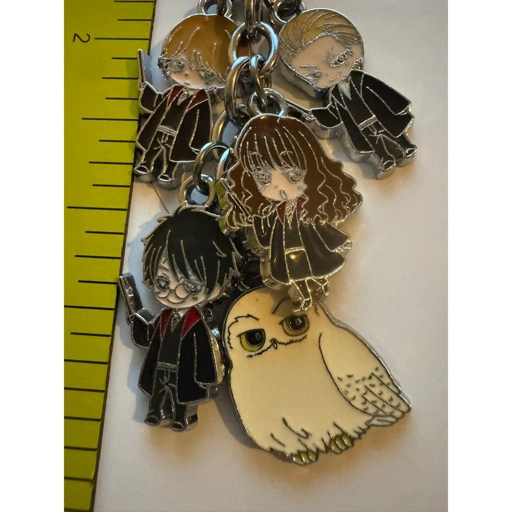 Harry Potter Chibi Enamel Charm Keychain Harry Hermione Ron Draco Hedwig Silver